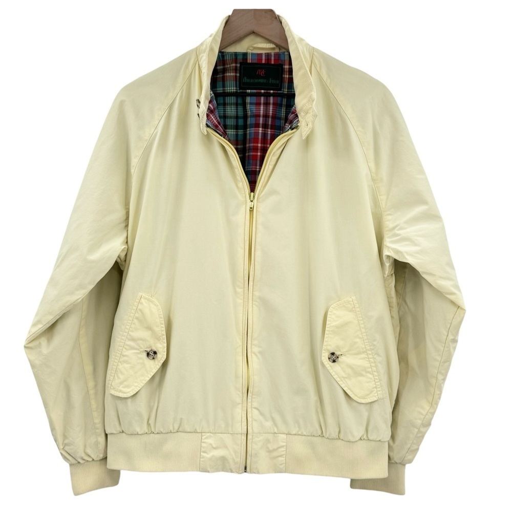 Vintage 80s Abercrombie & Fitch Bomber Jacket Butter Yellow Plaid Dad Jacket XL